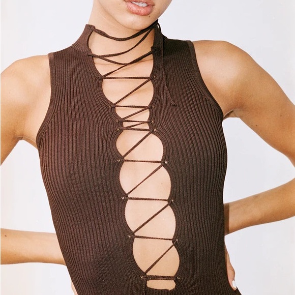 With Jean Amethyst Mini Dress in Brown - Picture 2 of 4